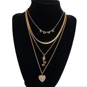 4pc Set of Gold Layered Love Themed Necklaces